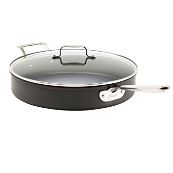 Emeril by All-Clad E92082 Hard Anodized Nonstick Saute Pan with Lid Cookware, 5-Quart, Black