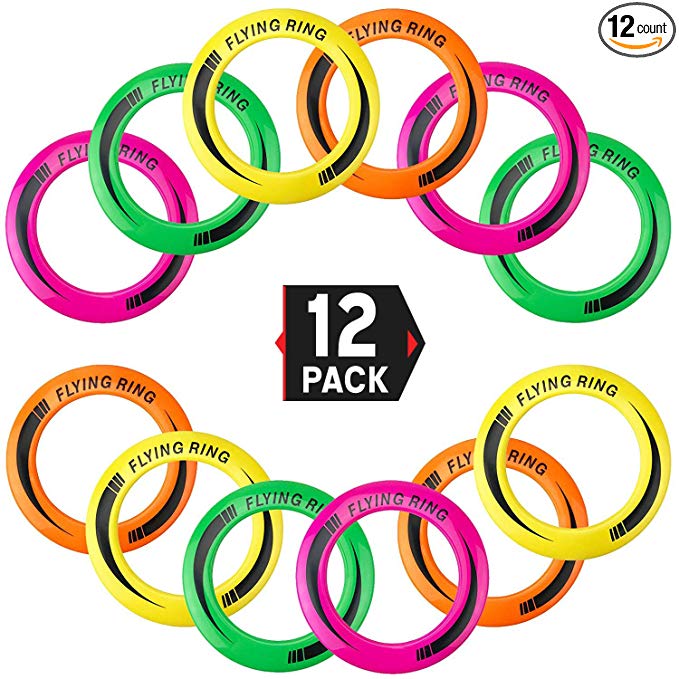 Liberty Imports [12 Pack] 10" Outdoor Flying Rings, Plastic Disc Toss Game Toy for Kids and Adults (4 Colors)