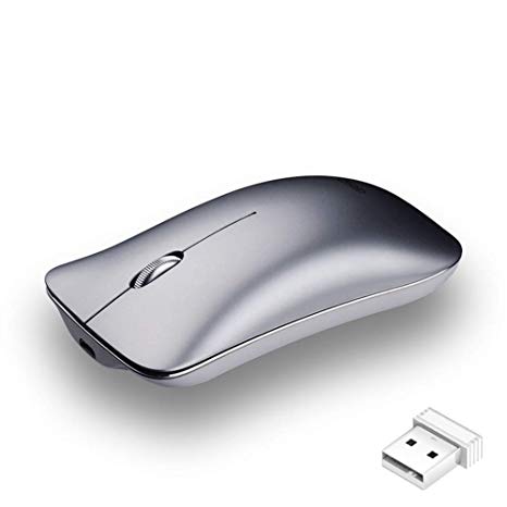 Wireless Mouse, YJan 2.4G Ergonomic Wireless Portable Slim Silent Optical Mice with USB Nano Receiver for Computer Laptop PC Chromebook Notebook and More-Silver