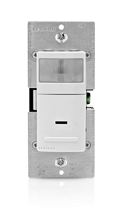 Leviton IPV05-1LZ Decora Vacancy Motion Sensor In-Wall Switch, Manual-On, 5A, Single Pole, White/Ivory/Light Almond