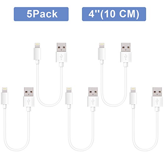 Uker® Certified 4 Inches Lightning to USB Cable - (5 Pack)