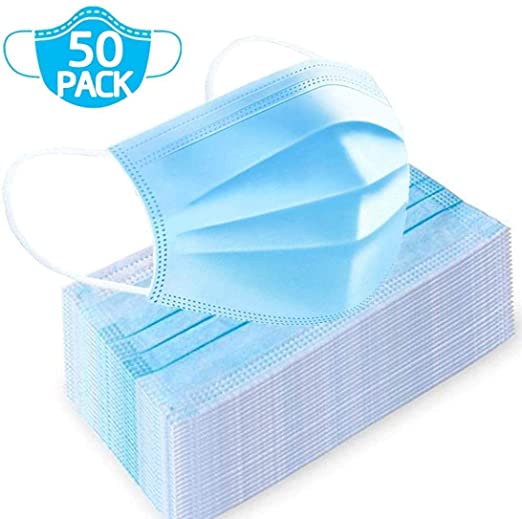 3-Ply 50 Pcs𝐌𝐀𝐒𝐊 Surgical FACE Protector with Ear Loops Medical DUST More~ [Blue]