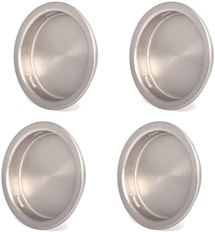 HOMOTEK 4 Pack Closet Door Finger Pull 1-3/4”, Small Size Easy Snap in Installation, Satin Nickle Finish,Fits a 5/16”Depth x 1-3/4" Diameter Opening Hole