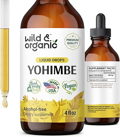 Yohimbe Bark Liquid Extract - Organic Yohimbe Supplements for Men & Women - Vegan, Alcohol Free Drops - 4 fl oz