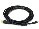 Monoprice 15-Feet USB 20 A Male to Mini-B 5pin Male 2824AWG Cable with Ferrite Core Gold Plated 105450