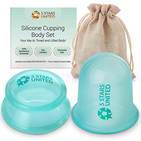 Anti-Cellulite Cups Cupping Therapy Set - 2-Pack - Body Silicone Vacuum Massage Kit - Suction Massager - Treats Stretch Marks, Muscle & Joint Pain – Amazing Detox System