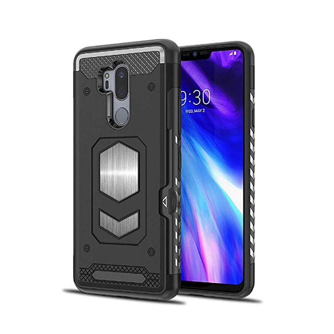 LG G7 ThinQ Case, iKuboo Protective Wallet Case TPU pc Back Cover case with Card Holder for LG G7 ThinQ-Black