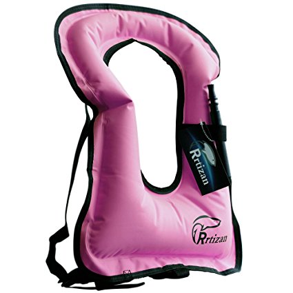 Rrtizan Unisex Adult Portable Inflatable Canvas Life Jacket Snorkel Vest For Diving Safety