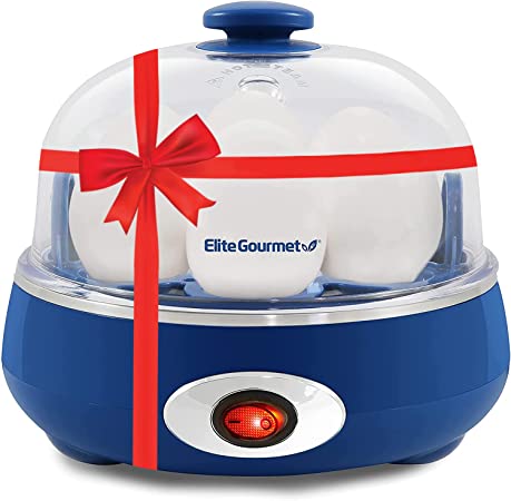 Elite Gourmet EGC322CBL Easy Egg Cooker Electric 7-Egg Capacity, Soft, Medium, Hard-Boiled Egg Cooker with Auto Shut-Off, Measuring Cup Included, BPA Free, Classic Blue