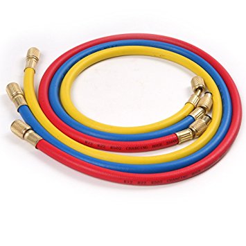 Atoplee 3pcs (2500~500)PSI 1/4 "SAE-1/4" SAE AC Charging Hose Set For HVAC Air Condition Refrigerant R12 R22 R502