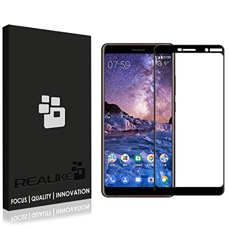 REALIKE® Nokia 7 Plus Screen Protector, 9H Full Coverage HD Clear Tempered Glass for Nokia 7 Plus