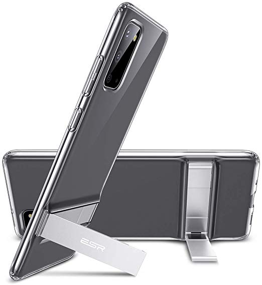 ESR Metal Kickstand Compatible with Samsung Galaxy S20 Case, Vertical and Horizontal Stand, Reinforced Drop Protection, Flexible TPU Case for Samsung Galaxy S20 5G, Clear