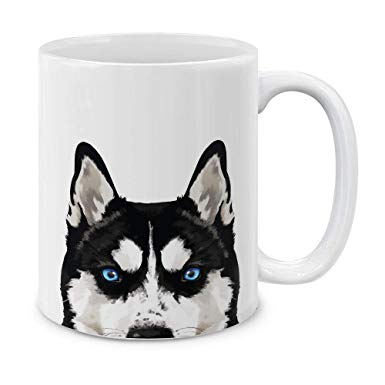 MUGBREW Black Siberian Husky Dog Ceramic Coffee Gift Mug Tea Cup, 11 OZ