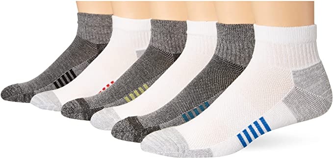 Amazon Essentials Men's 6-Pack Performance Cotton Cushioned Athletic Ankle Socks