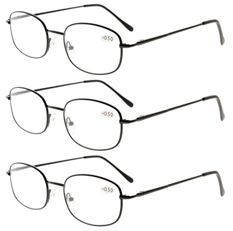 Eyekepper Metal Frame Spring Hinged Arms Reading Glasses 3 Pair Valupac Metal Readers  2.5