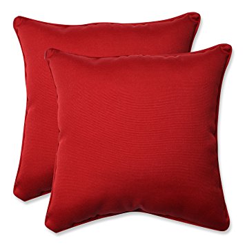 Pillow Perfect Decorative Red Solid Toss Pillows, Square, 2-Pack