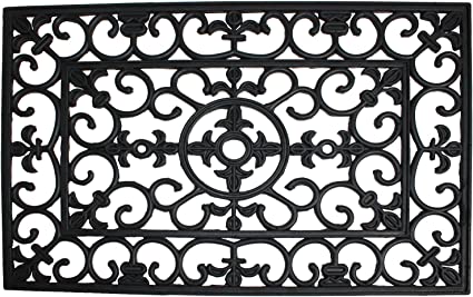 J & M Home Fashions Wrought Iron Natural Rubber Doormat, 24-Inch by 36-Inch