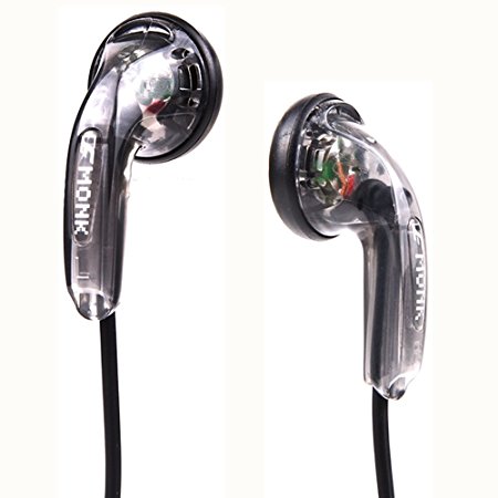 Ollivan C3254 VE Monk 3.5mm Jack In Ear Hi-Fi Stereo Bass Earphone Noise Isolating Transparent Classic Earbud Style Headphones for iPods Mp3 Mp4 Player Tablets and Old iPhones