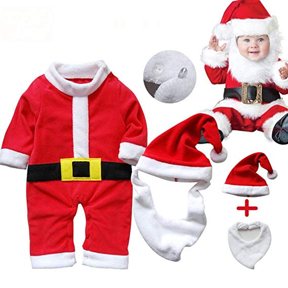 Voberry Girls Boys Kids Infant Soft Santa Hat Claus Suit
