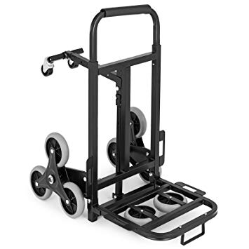 VEVOR Stair Climbing Cart 45 inches 330 lbs Capacity Portable Hand Truck Adjustable Handle Folding Hand Truck Stair Climber with 2 Backup wheels and Auxiliary wheels