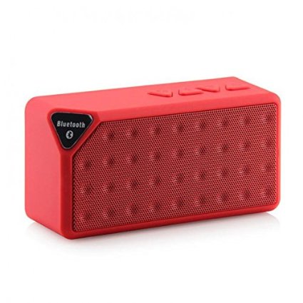 ExkokoroTMWaterCube Portable Wireless Bluetooth Speaker Subwoofer with Powerful BassReplacement BatteryMicro SD SlotMICUSB SlotAUXSupport Hands-free CallsFM RadioMP3 Format PlayRed
