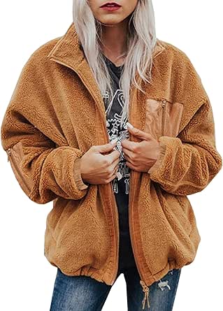 BTFBM Women 2023 Fall Winter Fleece Jackets Full Zip Long Sleeve Casual Soft Fuzzy Shaggy Teddy Coats Jacket Outerwear