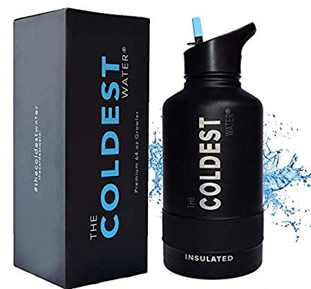 The Coldest Water Bottle - 32 oz, 64 oz Sports Wide Mouth Hot Cold, Modern Double Walled, Simple Thermo Mug, Hydro Metal Canteen Cold 36  Hrs