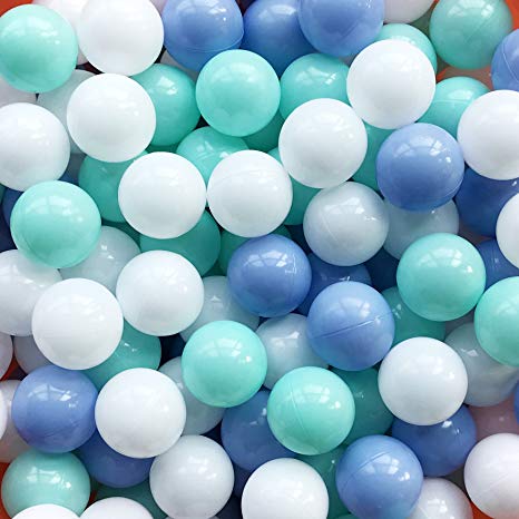 Thenese Pit Balls Crush Proof Plastic Children's Toy Balls Macaron Ocean Balls 2.15 Inch Pack of 200 White&Green&Blue