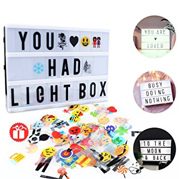 Cinematic A4 Light Up Box,RESON Led Message Light Board,Light Up Wall Sign with 104 Letters and 85 Emojis