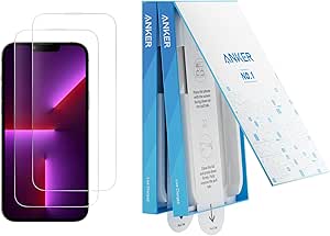 Anker Screen Protector for iPhone13 ProMax/14 Plus, Bubble-and-Dust-Free iPhone HD Tempered Glass, Durable and Drop-Proof with 9H Hardness, Easy Installation Exclusively (2-Pack)