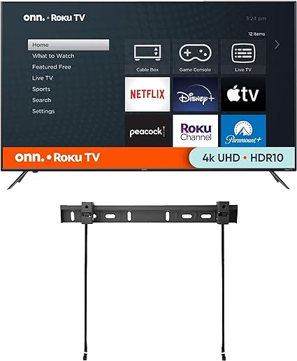 ONN 50-Inch Class 4k HDR10  Smart TV   Free Wall Mount with Wi-Fi Connectivity and Mobile App | Flat Screen TV | Compatible with Home Kit | Alexa and Google Assistant (Renewed)
