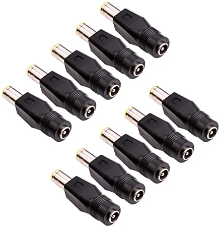 DC 8mm Male to DC 5.5mm x 2.1mm Female Connectors Adapter for Portable Backup Power Station Rechargeable Battery Pack Solar Generators 10Pack