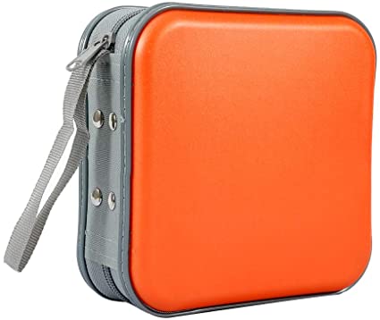 Penxina CD Case, 40 Capacity CD DVD Case Wallet Holder Portable Disc VCD Heavy Duty Binder Storage Organizer (Orange)