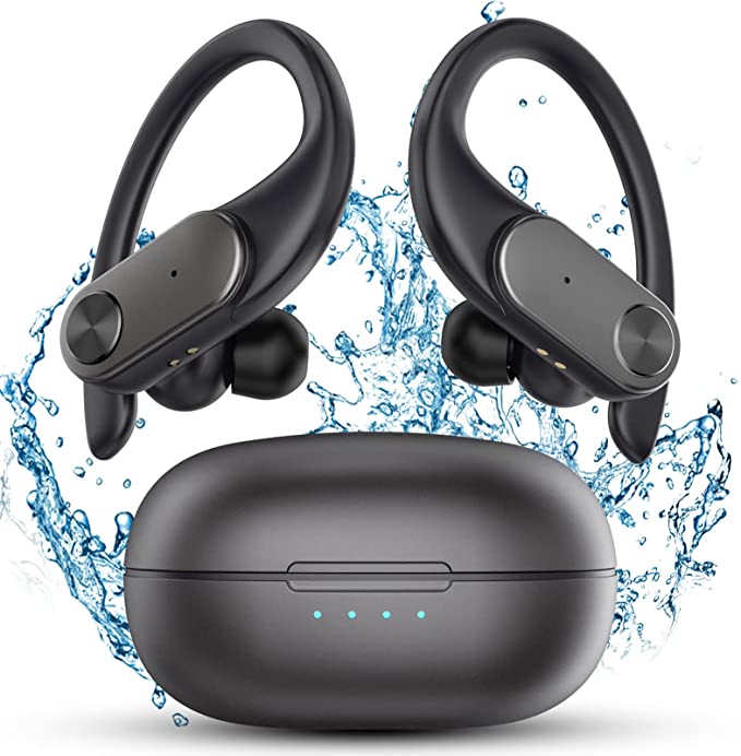 Wireless Earbuds, KINGSTAR Bluetooth Headphones with Microphone Running Workout Earhooks, True Wireless Earbuds Ipx7 Waterproof in-Ear Headphones HI-FI Deep Bass 72h Play Headsets