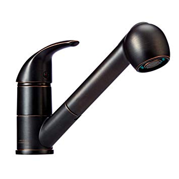 AmazonBasics Single-Handle Kitchen Pull Out Sprayer Faucet, Straight, Oil-Rubbed Bronze