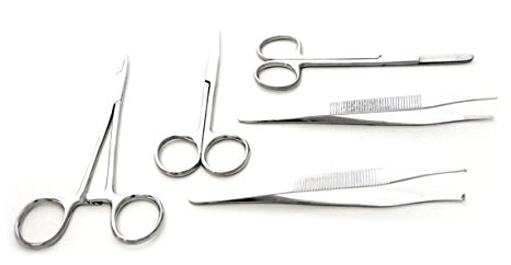 5 Pieces Scissors Forceps Hemostats Needle Holders