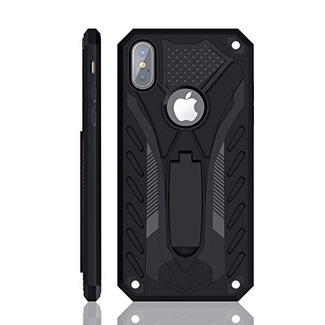 iPhone X/iPhone Xs Case, Military Grade 12ft. Drop Tested Protective Case With Kickstand, Compatible with Apple iPhone X/iPhone Xs - Black