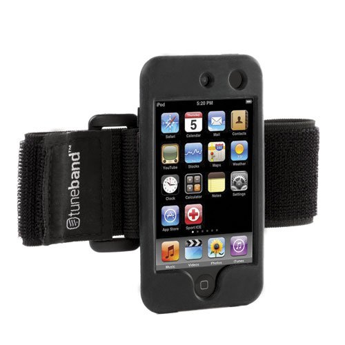 Tuneband for iPod touch 4th Generation (Model A1367, 8GB/16GB/32GB/64GB), Grantwood Technology's Armband, Silicone Skin, and Screen Protector, BLACK