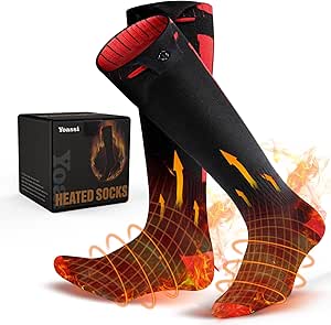 Heated Socks for Men Women with 4 Temperature Settings, 9-Hour Battery Life, Rechargeable Heated Socks Electric Heating Socks for Camping Fishing Cycling Skiing Skating Hunting Hiking