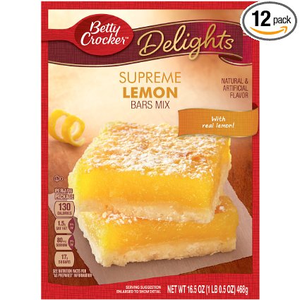 Betty Crocker Sunkist Lemon Bars Mix, 16.5-Ounce Boxes (Pack of 12)