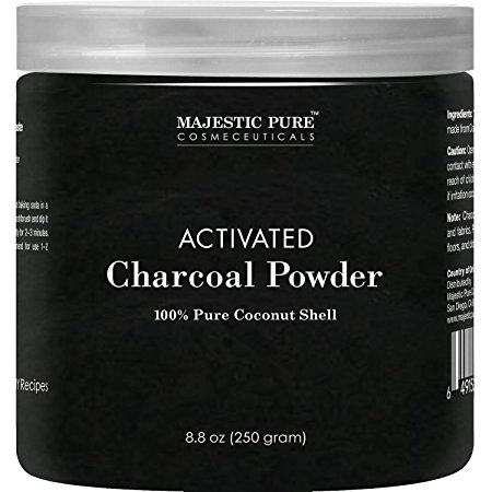 Activated Charcoal Powder from Majestic Pure, from 100% Pure Coconut Shells, 8.8 oz