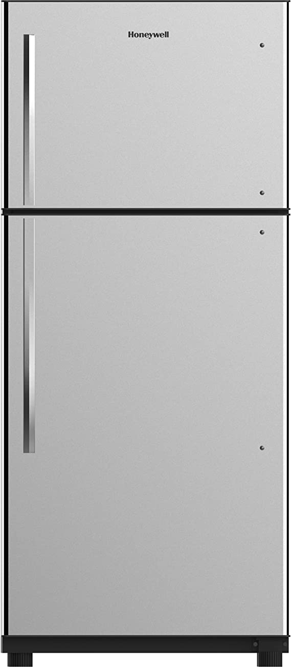 Full Size Refrigerator 18 Cu Ft with Top Freezer, Double Door, Low noise, Removable Glass Shelves, for Home, Office, Garage, Adjustable Temperature Settings, Stainless Steel