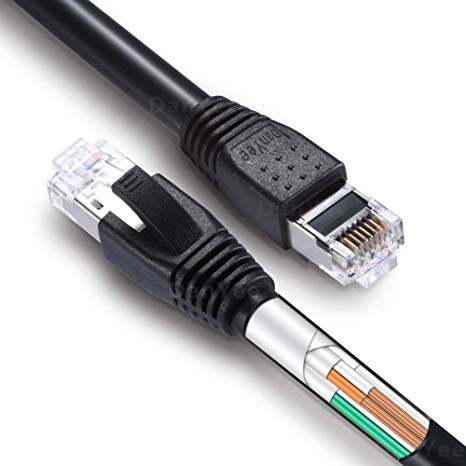 CAT8 Ethernet Cable DanYee 40Gbps 2000Mhz High Speed Gigabit SSTP LAN Network Internet Cables with RJ45 Gold Plated Connector for Use of Smart Office Smart Home System iOT Gaming Movie (6FT)