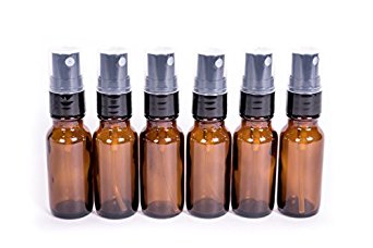 Everything4Oils 1/2oz (15ml) Amber Glass Bottle with Pump for Essential Oils (6-p...