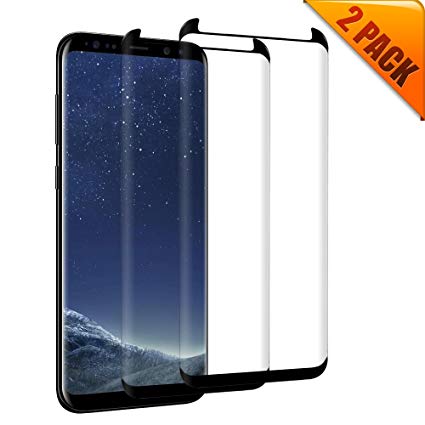 [2-Pack]Samsung Galaxy S8 Plus Tempered Glass Screen Protector, zffppScreen Protector - [No Bubbles][Anti-Glare][Anti Fingerprint] 3D Curved Screen Protector for Galaxy S8 Plus Black