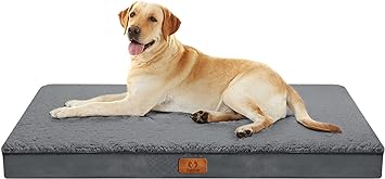 CozyLux Extra Large Dog Bed Orthopedic Dog Beds for Extra Large Dogs Egg Foam XL Dog Bed with Removable Washable Cover, Jumbo Dog Bed Suitable for Pets Up to 100lbs (44 X 32 X 3 inch, Dark Grey)