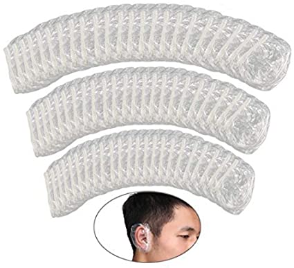 esowemsn 100pcs Disposable Clear Waterproof Ear Covers for Shower, Hair Dyer and Salon Ear Protector Caps Fits Men and Women