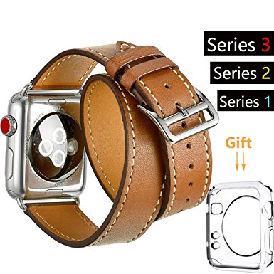42mm Watch Band, Acytime Durable Soft Silicone Replacement iWatch Band Sport Style Wrist Strap for Apple Watch Band Series 3 Series 2 Series 1, Sport, Edition 42mm ((Long)Brown)