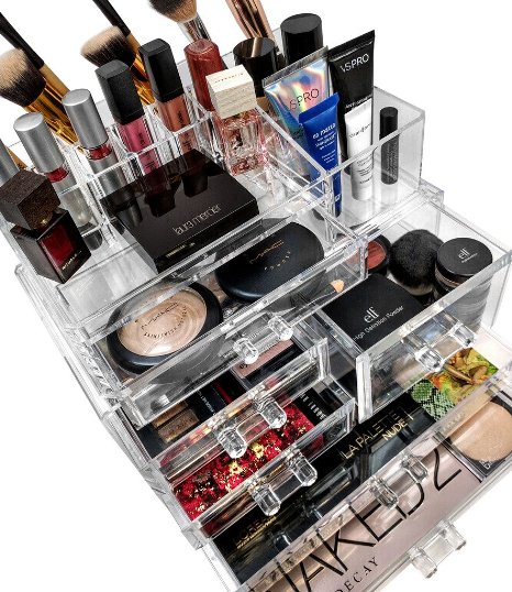 Sorbus® Acrylic Cosmetics Makeup and Jewelry Storage Case Display Sets -Interlocking Drawers to Create Your Own Specially Designed Makeup Counter -Stackable and Interchangeable