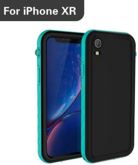 MIZUSUPI iPhone Xr Waterproof Case, Underwater Full Sealed IP68 Certified Waterproof Case Dustproof Snowproof Shockproof Cover with Built-in Screen Protector for iPhone Xr 6.1 inch Aqua Blue